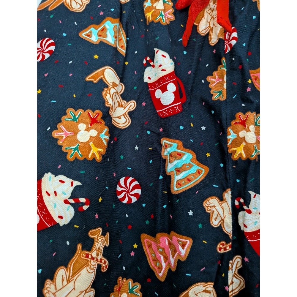 Disney Mickey Minnie Pluto Gingerbread Christmas Pajama Pants Navy Blue Flannel - Picture 4 of 16